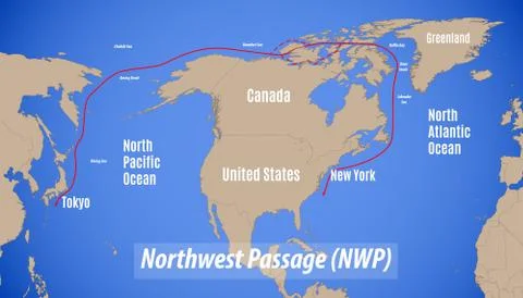Schematic map of the Northwest Passage Stock Illustration