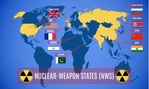 Schematic map of nuclear weapon states (NWS) Ilustración de archivo