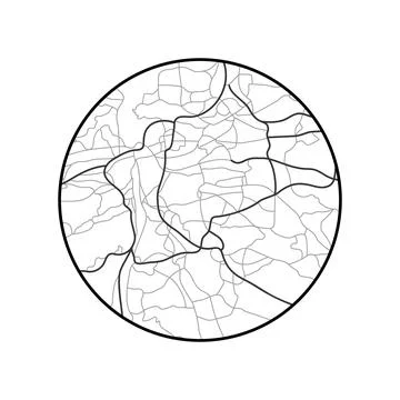 Schematic map of Prague in circle Stock Illustration