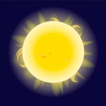 Schematic model of the sun. The astronomical symbol  a star. Vector Stock Illustration