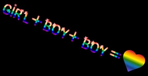 Schematic representation of polyamoric relations between three people. Polyam Stock-Illustration