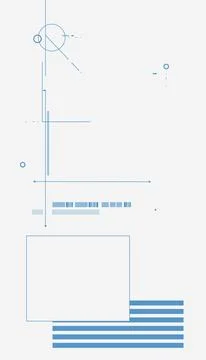Schematic representation of various geometric shapes and lines in technical Illustrazione stock
