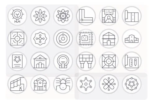 Schematic Scalable Vector Set featuring 24 PIXEL Perfect Thin Line High Res.. Stock Illustration