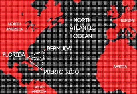 Schematic vector map of the Bermuda Triangle. 스톡 일러스트
