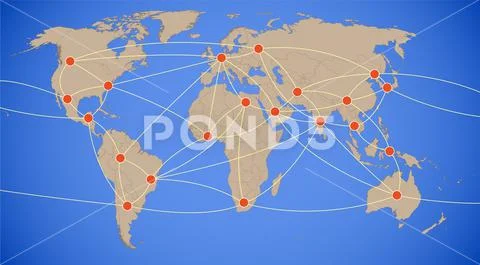 Schematic vector map of intercontinental communication channels ...