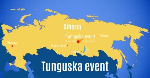 Schematic vector map of the location of the Tunguska event 스톡 일러스트