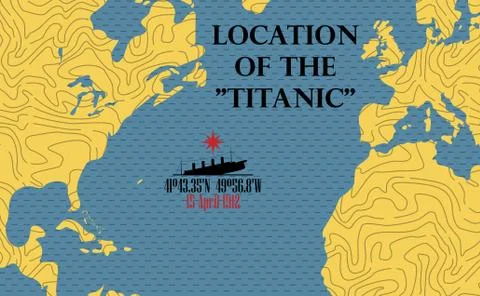 Schematic vector map of the place where the Titanic sank Stock Illustration