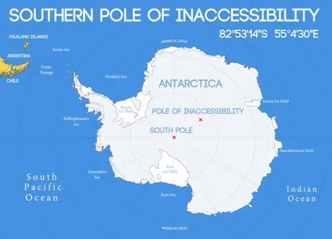 Schematic vector map. Southern pole of inaccessibility 스톡 일러스트