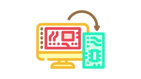 Schematics physical board transition color icon animation Stock Footage 327256411