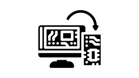 Schematics physical board transition glyph icon animation Stock Footage 326729082