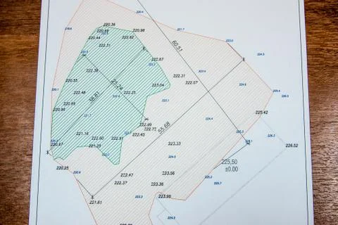 Scheme of counting the volume of excavation work on the results of shooting Stock Photos