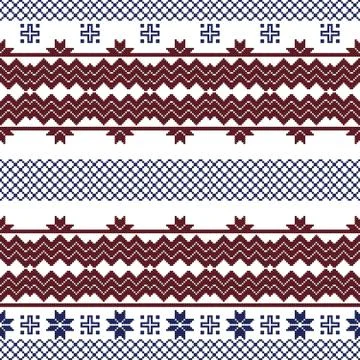 Scheme for embroidery Nordic winter pattern, made of round pixel Stock Illustration