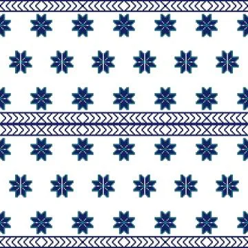 Scheme for embroidery Nordic winter pattern, made of round pixel Stock Illustration