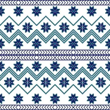 Scheme for embroidery Nordic winter pattern, made of round pixel Stock Illustration