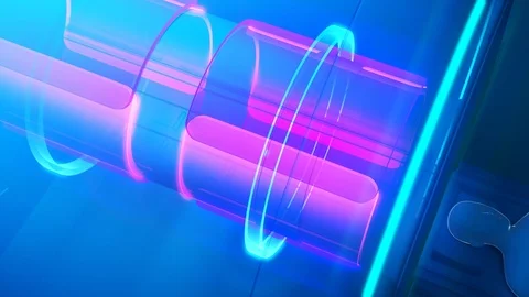 Scheme of gradient coils inside of MRI scanner with tags. Glowing x-ray style. Stock Footage 119982071