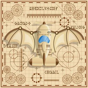 Scheme of an old plane. Stock Illustration