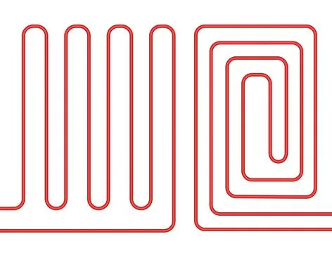 Scheme Underfloor heating system house heater. Floor heat vector top view Stock Illustration