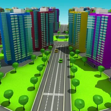 Scheme of the urban episode with the same type of building typical high-rise Stock Illustration