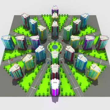 Scheme of the urban episode with the same type of building typical high-rise Stock Illustration