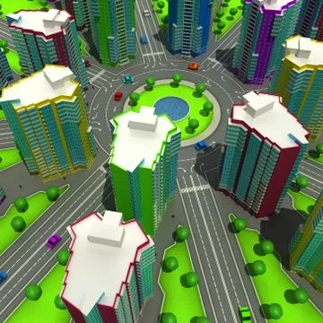 Scheme of the urban episode with the same type of building typical high-rise Stock Illustration