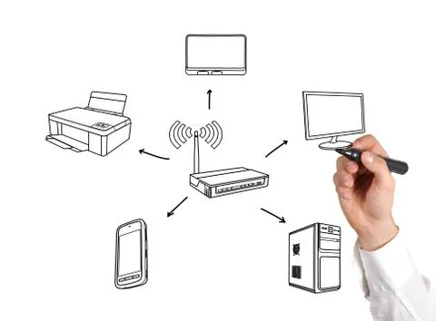 Scheme wireless connection Stock Photos
