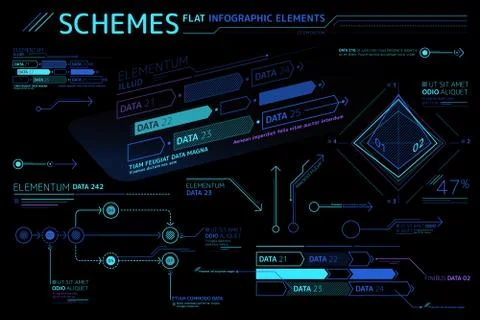 Schemes Flat Infographic Elements Collection Stock Illustration