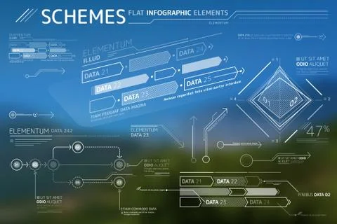 Schemes Flat Infographic Elements Collection Illustrazione stock
