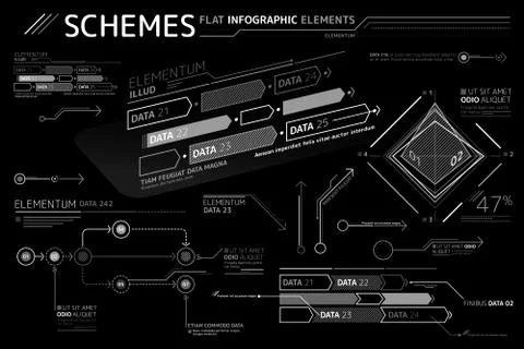 Schemes Flat Infographic Elements Collection Stock Illustration