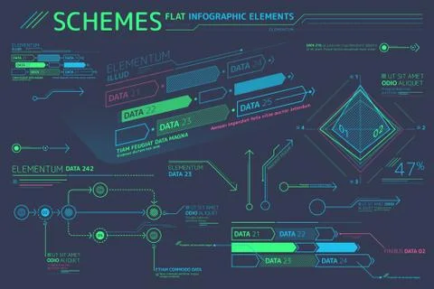 Schemes Flat Infographic Elements 스톡 일러스트
