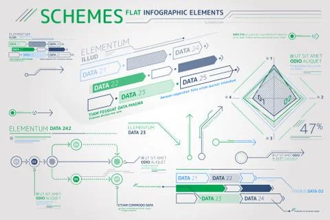 Schemes Flat Infographic Elements 库存插图