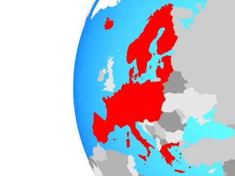 Schengen Area members on globe Stock Illustration