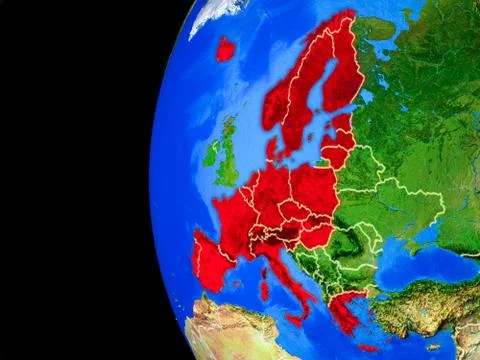 Schengen Area members from space Stock Illustration