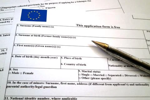 Schengen visa application form Foto stock