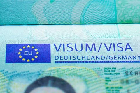 Schengen visa close-up at the German Consulate in Astana. Kazakhstan Foto stock