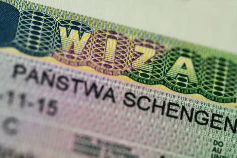 Schengen visa close up Stock Photos