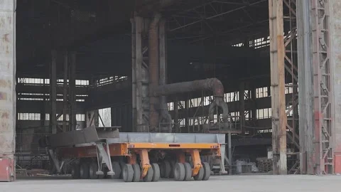 SCHEUERLE Shipyard Transporter is the vehicle for efficient transportation of Stock Footage 319631646