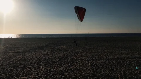 Scheveningen Beach Kite Surfer Practise Stock Footage 111740340