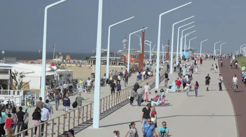 Scheveningen boulevard, The Netherlands, Stock Footage 39434675