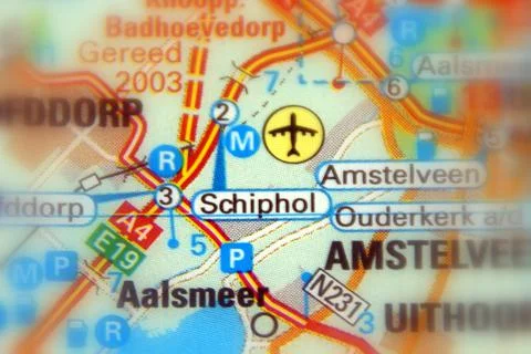 Schiphol on a map Stock Photos