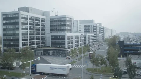 Schiphol, The Netherlands - August 29, 2017 - City Overview With Buildings Vídeo Stock 129398693