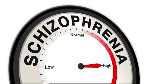 Schizophrenia Text or Word Level Low Normal High - Barometer or Tachometer Stock Footage 308685717