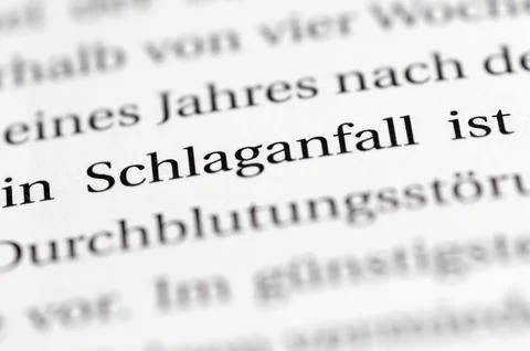 Schlaganfall in a book text Stock Photos