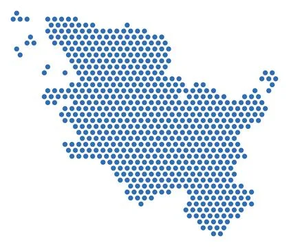 Schleswig-Holstein dotted map, blue dots, German federal state Illustrazione stock