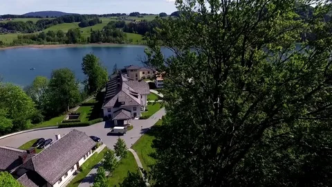 Schloss Fuschl II aerial Stock Footage