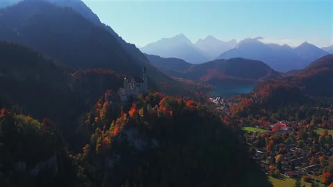 Schloss Neuschwanstein Castle white gothic Bavarian Castle Germany Deutschland Stock Footage 323338475
