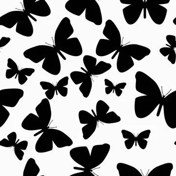 Schmetterlinge vector graphic seamless pattern butterflies silhouettes Cop... Stock Photos