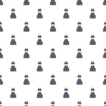 Schnauzer dog in devil costume repeating pattern on white background Stock Illustration