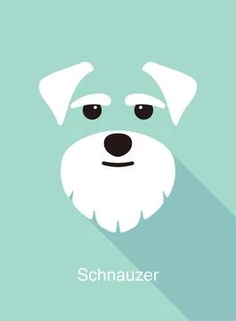 Schnauzer dog face flat icon design, vector illustration Stock Illustration