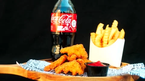 Schnitzel and fried potatoes on dark plate, Stock Footage 293806786