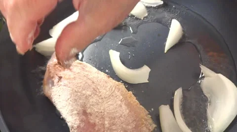 Schnitzel and onion Stock Footage 31847817